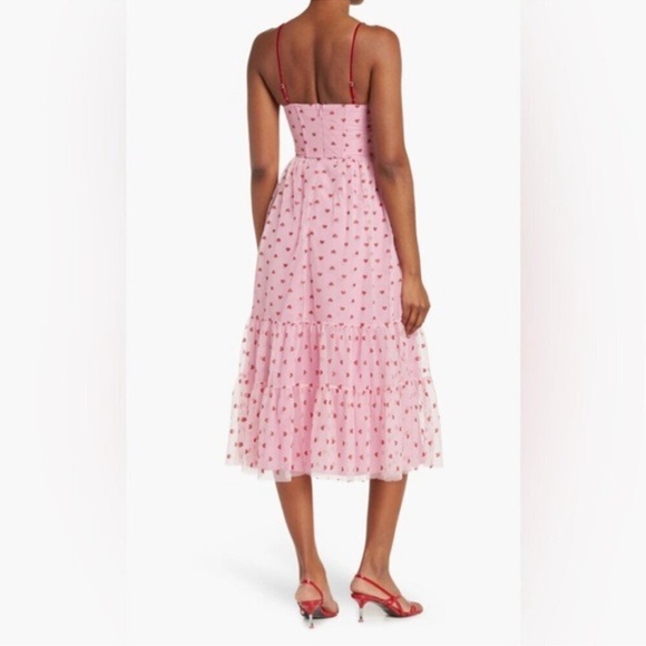 NWT Betsey Johnson Pink Glitter Heart Print Tulle Dress - Size 12 - Picture 4 of 14